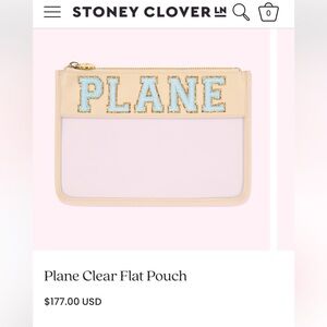 Stoney Clover Lane Plane Clear Flat Pouch in Sand NWT
